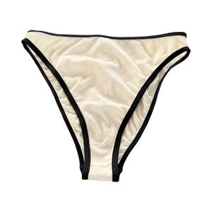 L*Space Nora Bitsy High Waisted Ribbed Bikini Botton Cream Black NWT Size S